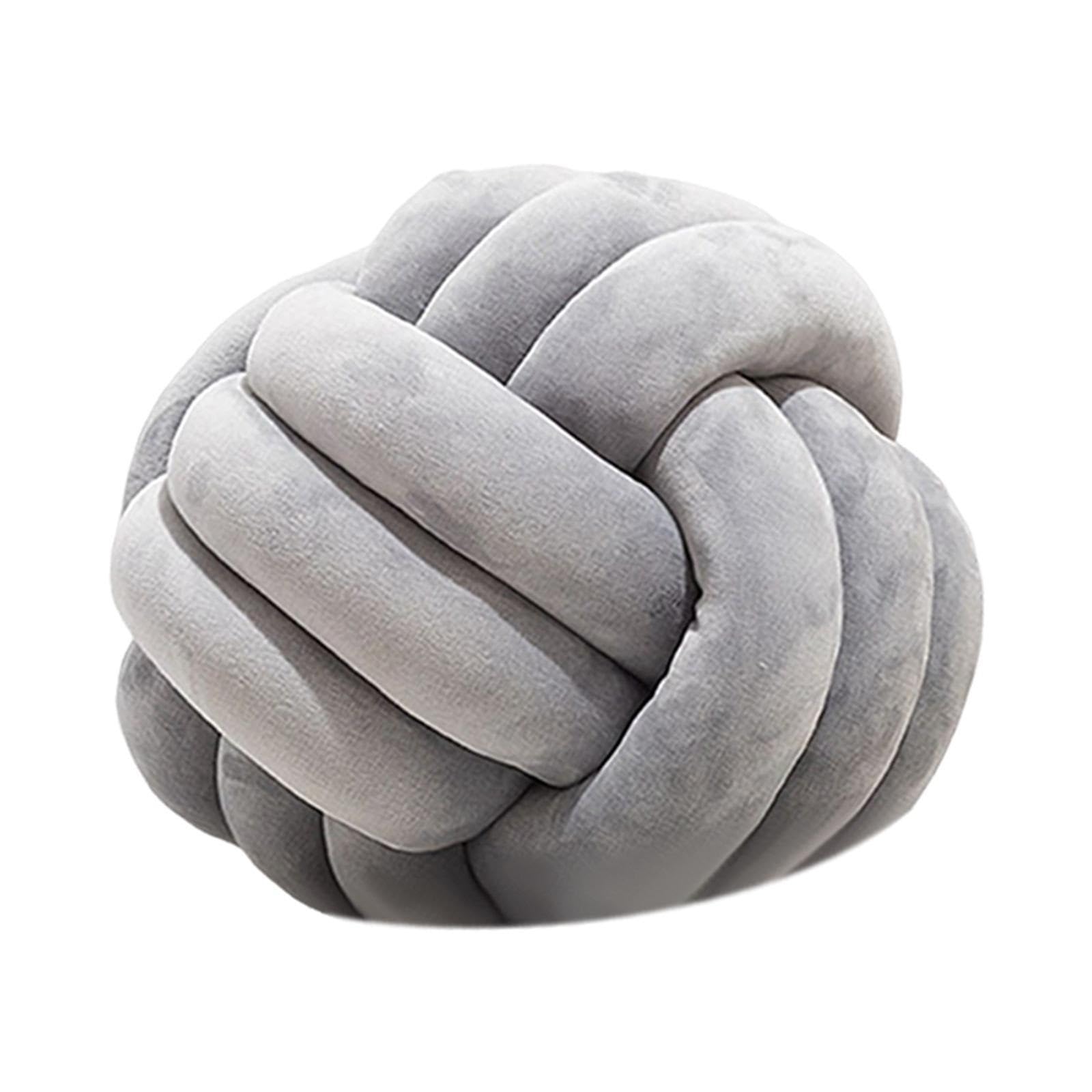 GIYXHU Knotted Plush Soft Knot Ball Pillow Home Decor Cushion Throw Handmade for Couch(Light Gray)