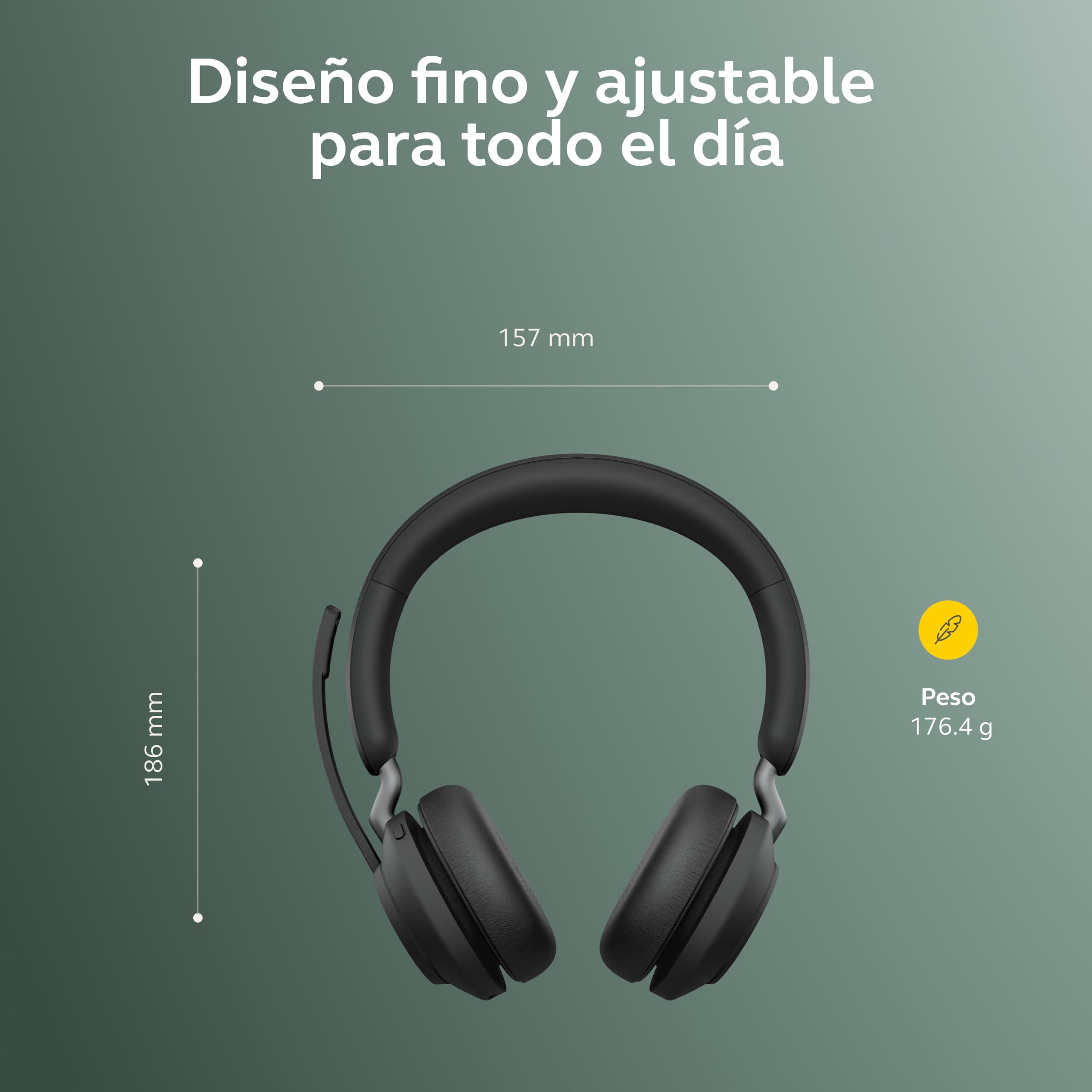 Jabra Evolve2 65 Auriculares Inalámbricos Estéreo PC con Cancelación de Ruido - Certificados para Microsoft Teams - Batería de Larga Duración - Adaptador Bluetooth USB-A - Negro