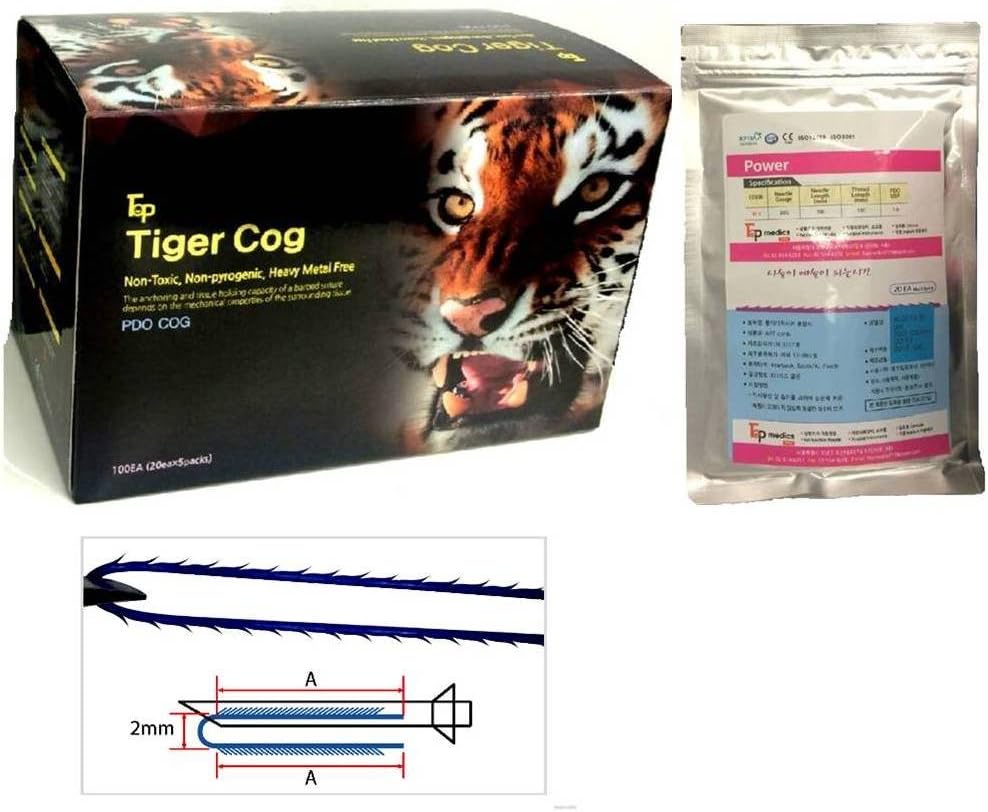 Tiger Cog PDO thread lift KOREA face/whole body COG 100 pcs (23G50/70(A=34))