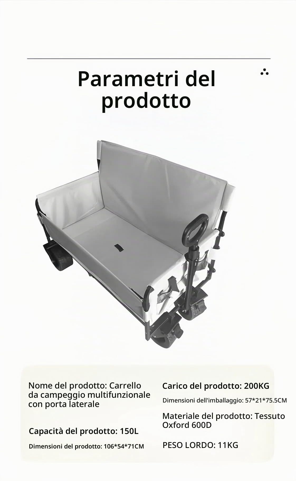 Carrello da Giardino Pieghevole, Spiaggia Carrozza da campeggio, Carrello per la pesca e lo shopping dotato le ruote del serbatoio si adattano a tutti i terreni (LY008-BLACK)