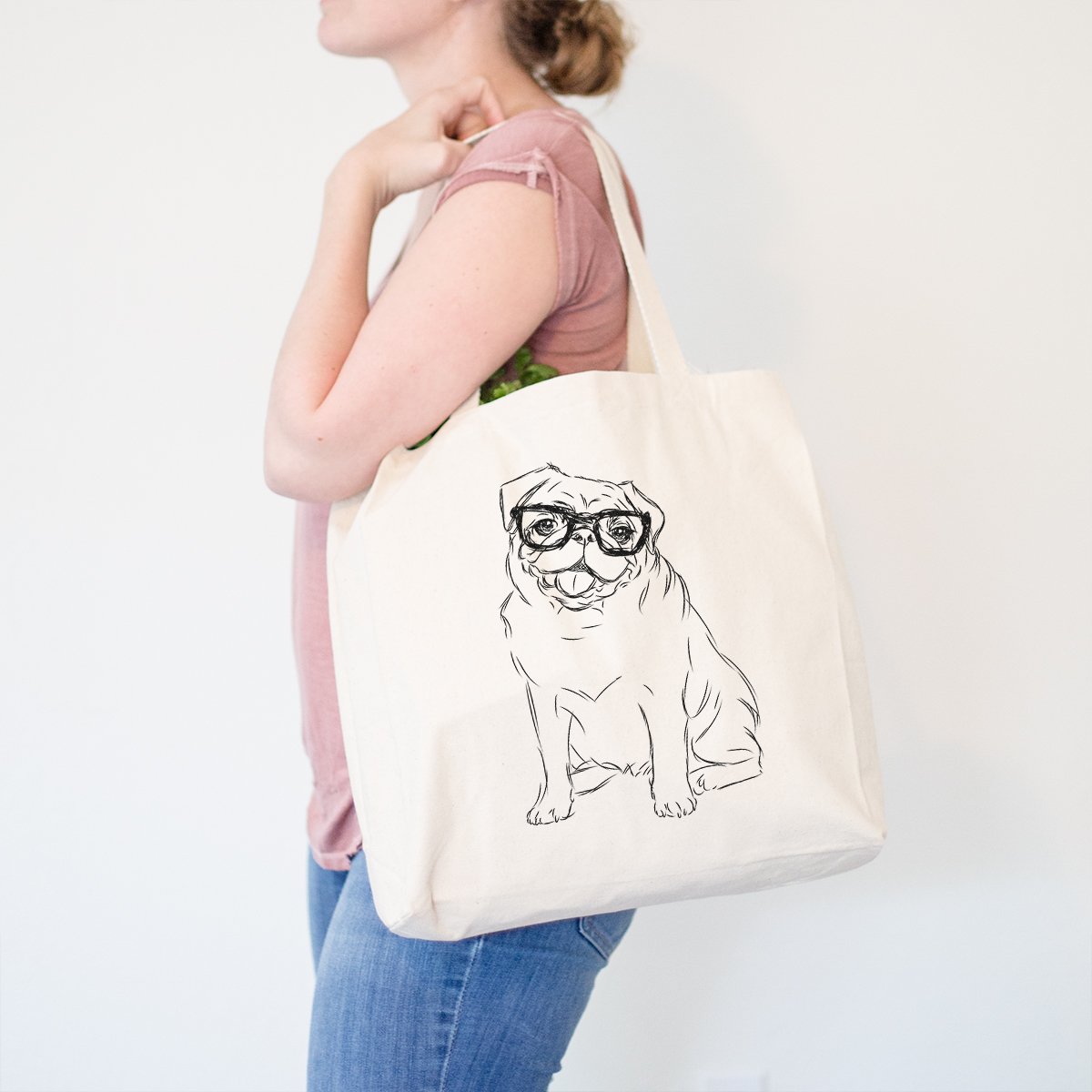Higgins The Nerd Mops wytrzymała 100% bawełna płótno tote zakupy wielokrotnego użytku torba na zakupy 14,75 x 14,75 x 5