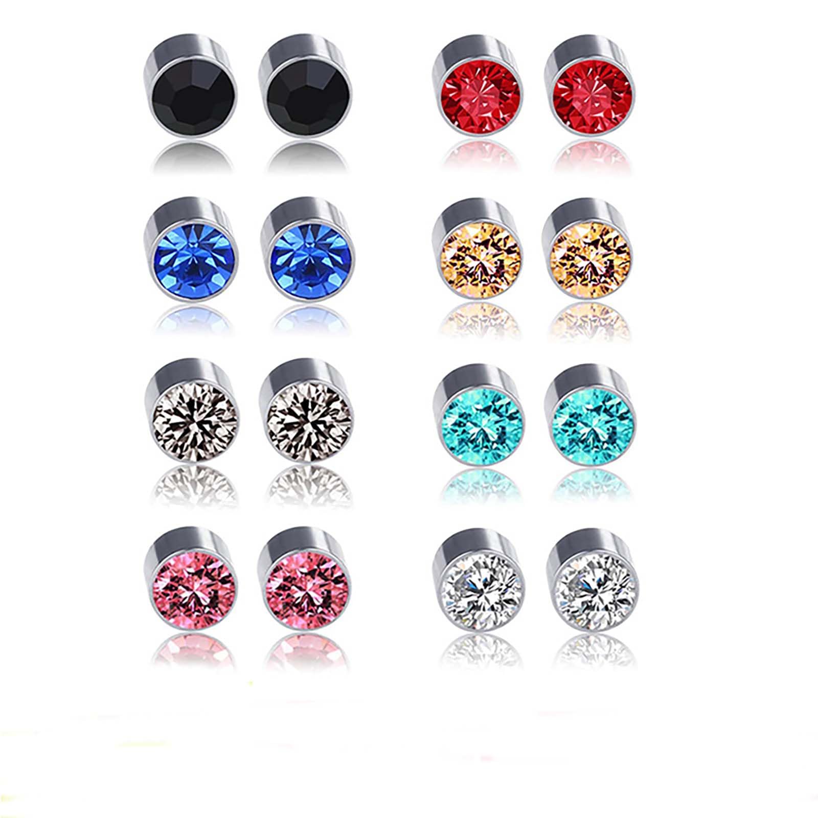 10 Pairs Magnetic Stud Earrings, Colorful Earrings Set, Fake Earrings Jewelry, Clip-On No-Piercing Earrings, (Unisex 6mm)