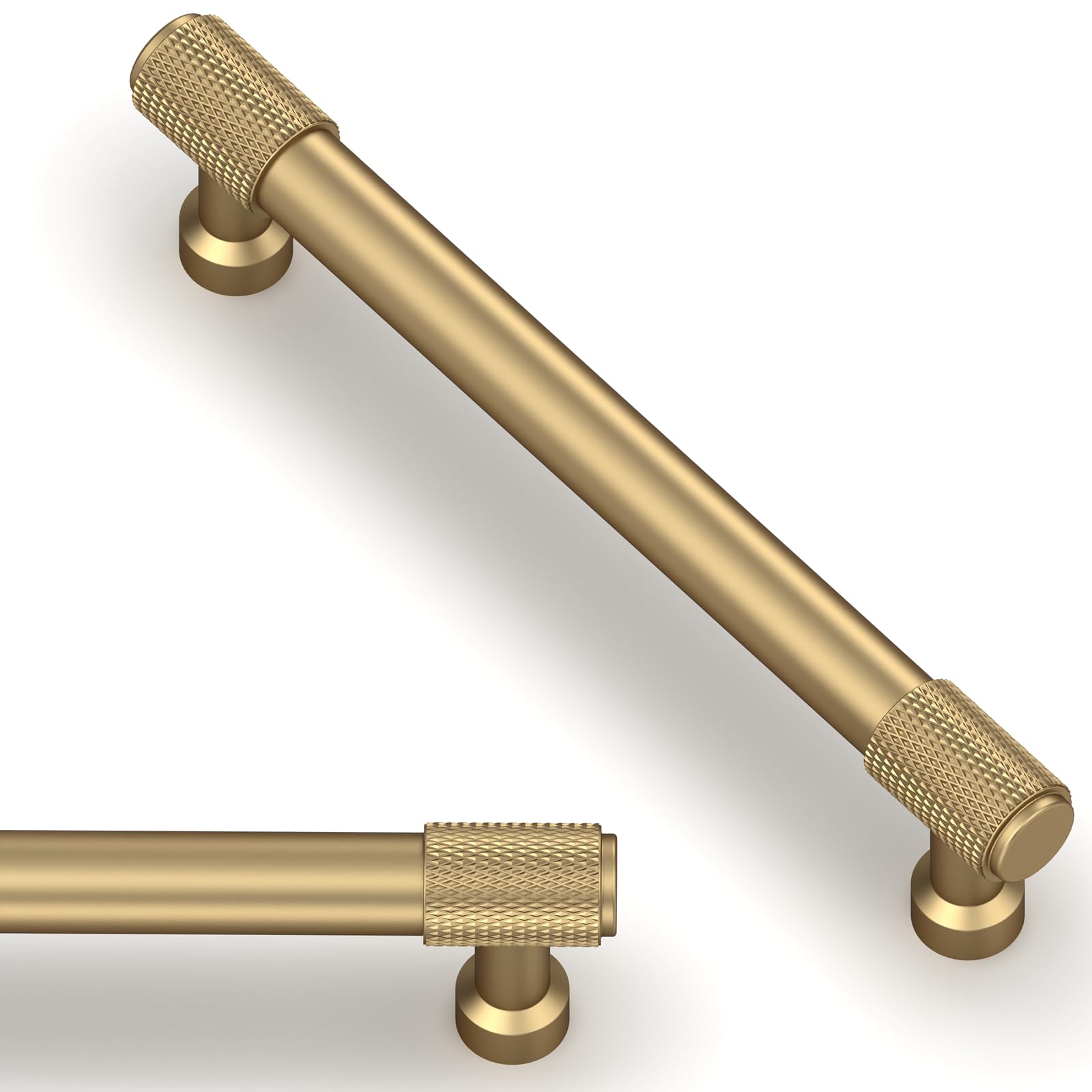 Asimerdeco 10 Pack Champagne Bronze Knurled Cabinet Pulls 5 Inch(128mm) Kitchen Cabinet Handles Cabinet Hardware Drawer Pulls