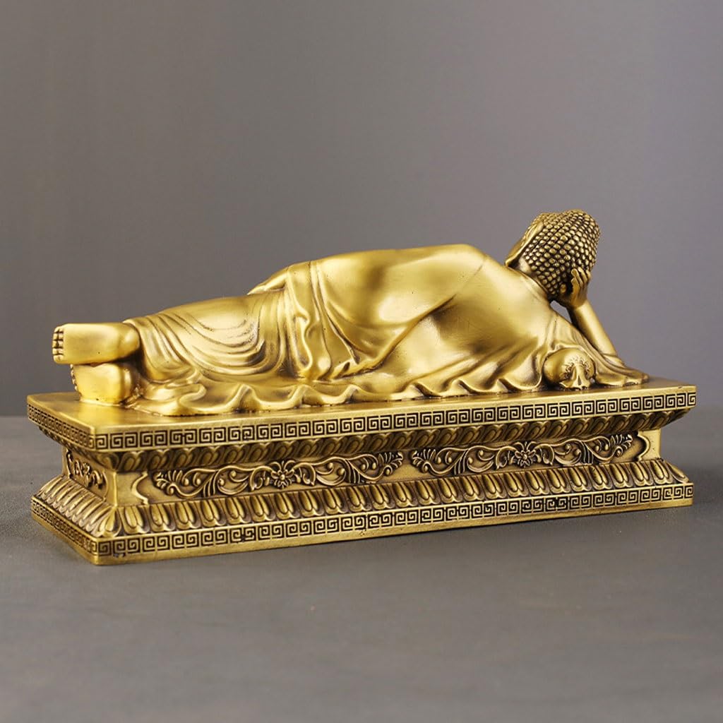 Posąg Buddy do wnętrz Dom Salon Mosiężny Śpiący Budda Ozdoby Zen Medytacja Kult Dekoracje Biuro Rzemiosło medytacyjne Statuetka Buddy Rzeźba