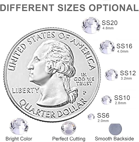 Miniatura 2 de BLINGINBOX Diamantes de imitación Hotfix a granel, 2880 unidades de diamantes de imitación para manualidades, gemas de vidrio para ropa, decoración,