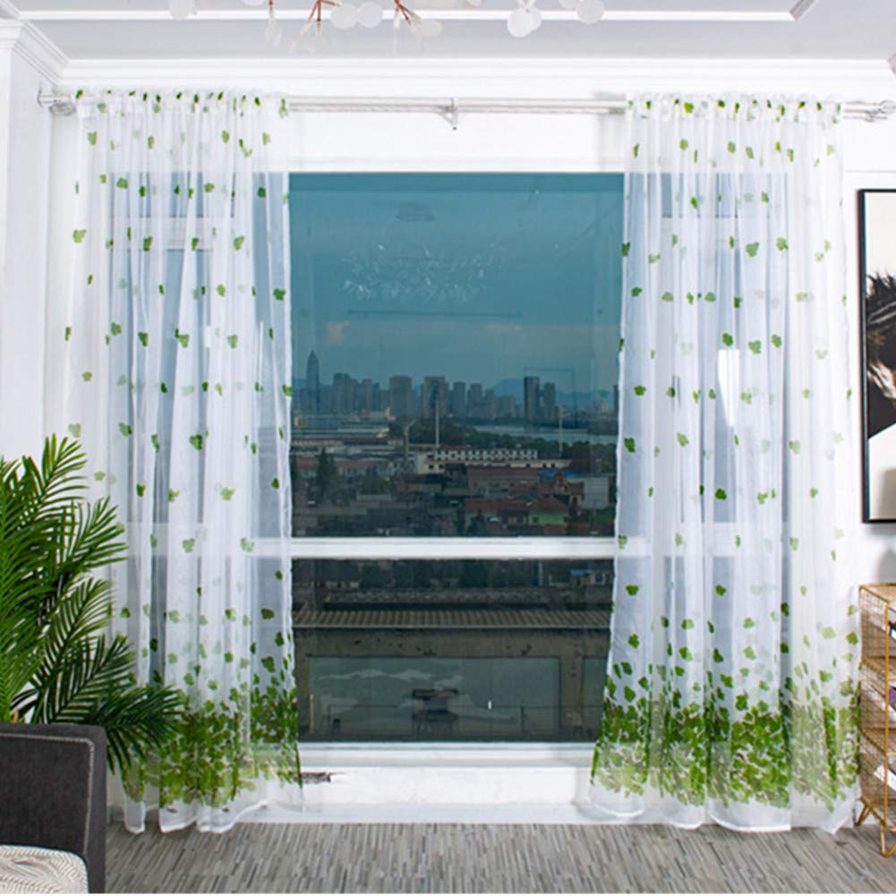 Trauerweiden-Vorhänge – Blätter-Tüll Mit Goldglitzernden Rändern, 100x200 Cm, Für Kinderzimmer, Wohnzimmer & Balkon