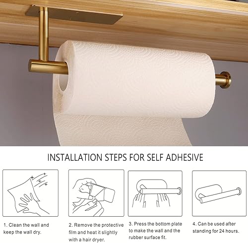 Miniatura 5 de Toalleros de papel para debajo del gabinete, autoadhesivos o perforados, soporte de rollo de papel de acero inoxidable SUS304 para montaje en pared,