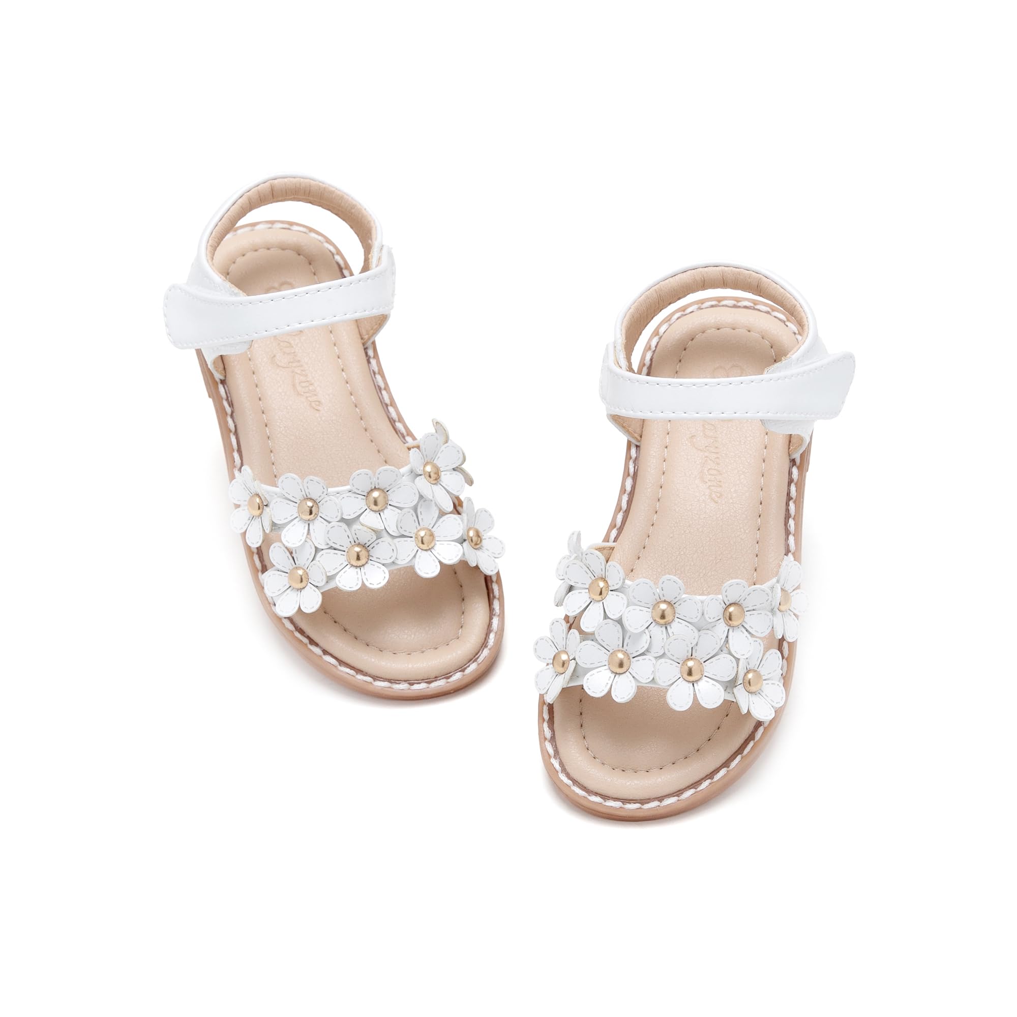 Flaryzone Toddler Girls Sandals Open Toe Flats Flower Girl Dress Shoes
