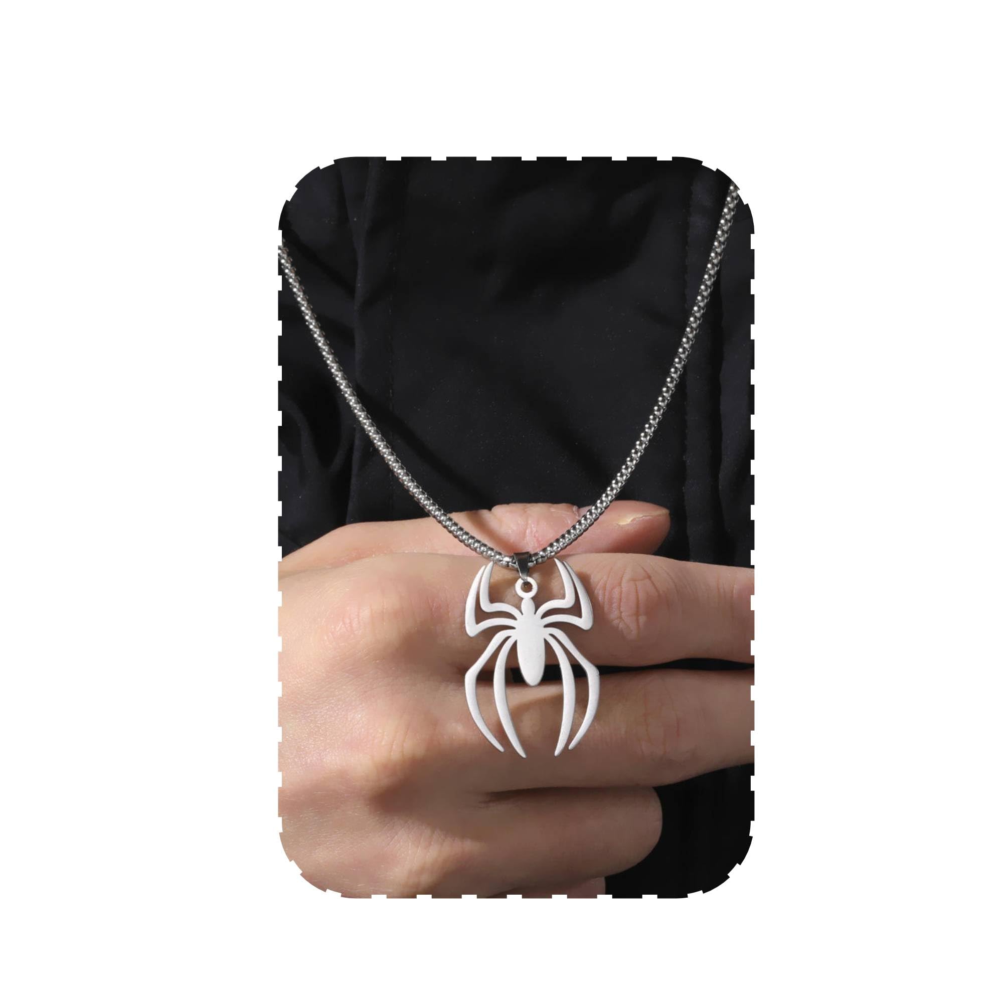 Spider Silver Chain For Man & Boys | Stainless Steel Pendant Locket For Men Stylish | Neck Chain Necklace For Men | Silver Plated Chain For Mens | Gifts Chain For Boys, Mens-image-27