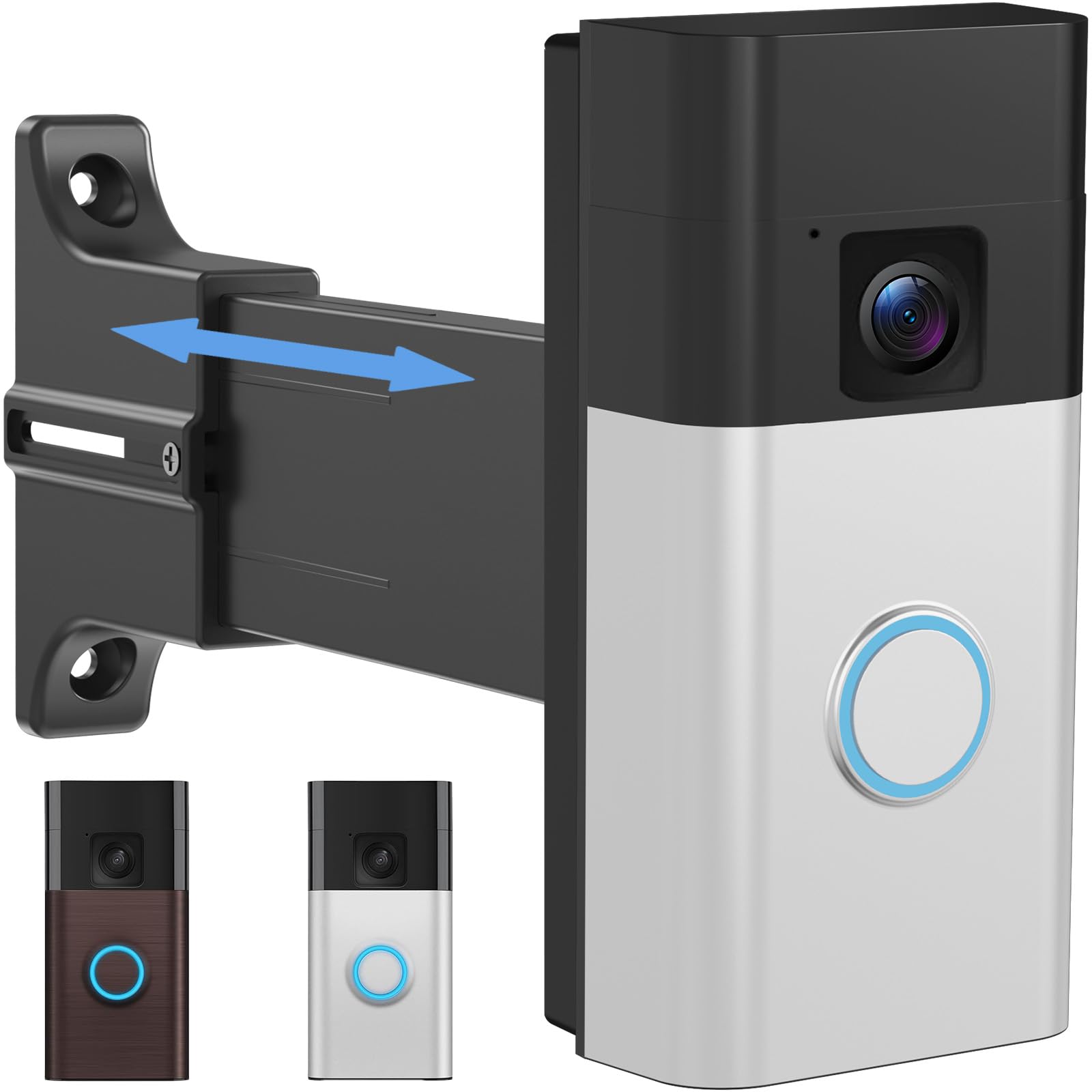 Adjustable 2" to 4.7" Doorbell Extender Mount for Ring (2nd Gen-2020 Release), Brick Mount Extension Doorbell Angle Mount, Brick Wall Mounting Bracket Holder Accessories for Wider View