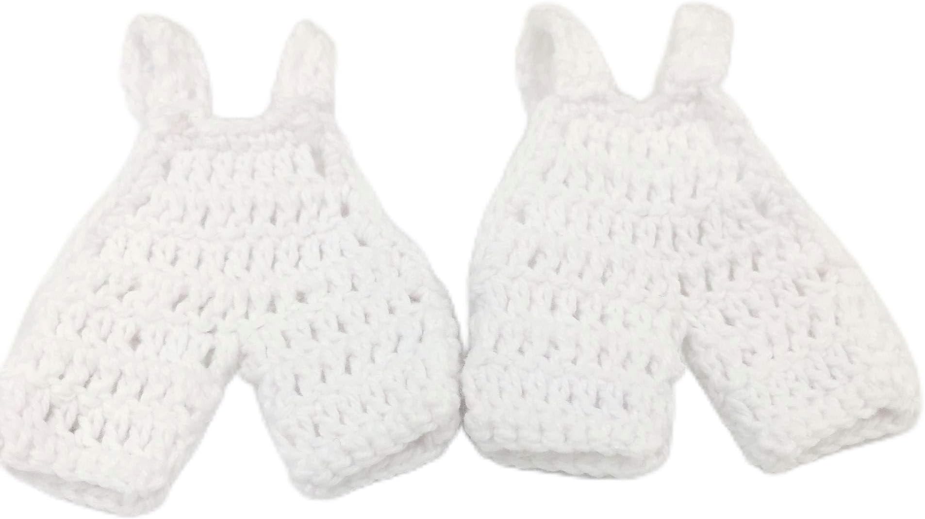10Pcs Mini Crochet Knitted Overall Jumper Favors Baby Shower Baptism Christening Party Favors (White)