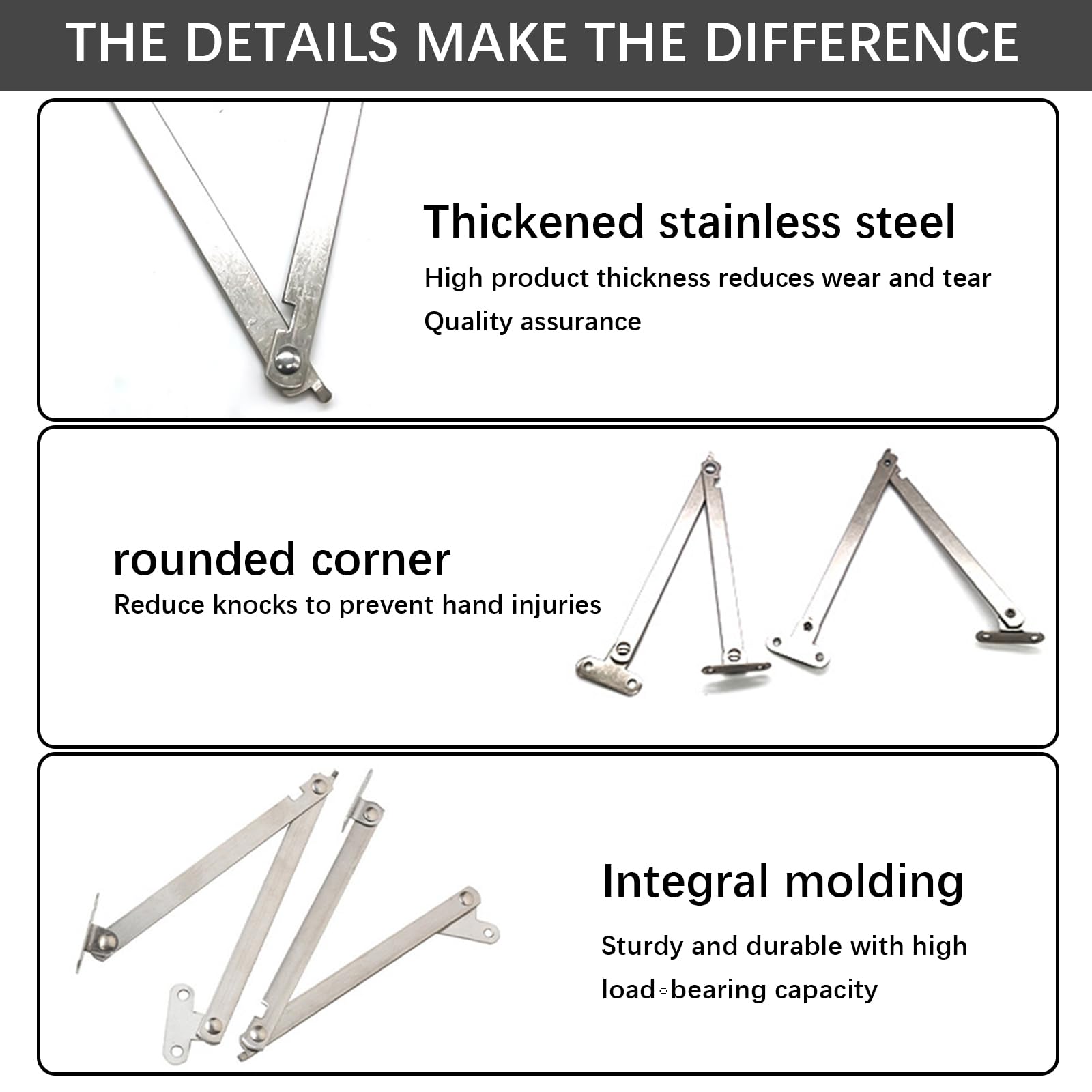 Supporto Cerniera Per Ante A Ribalta - 2 Pezzi, Acciaio Inox, Fino A 20kg