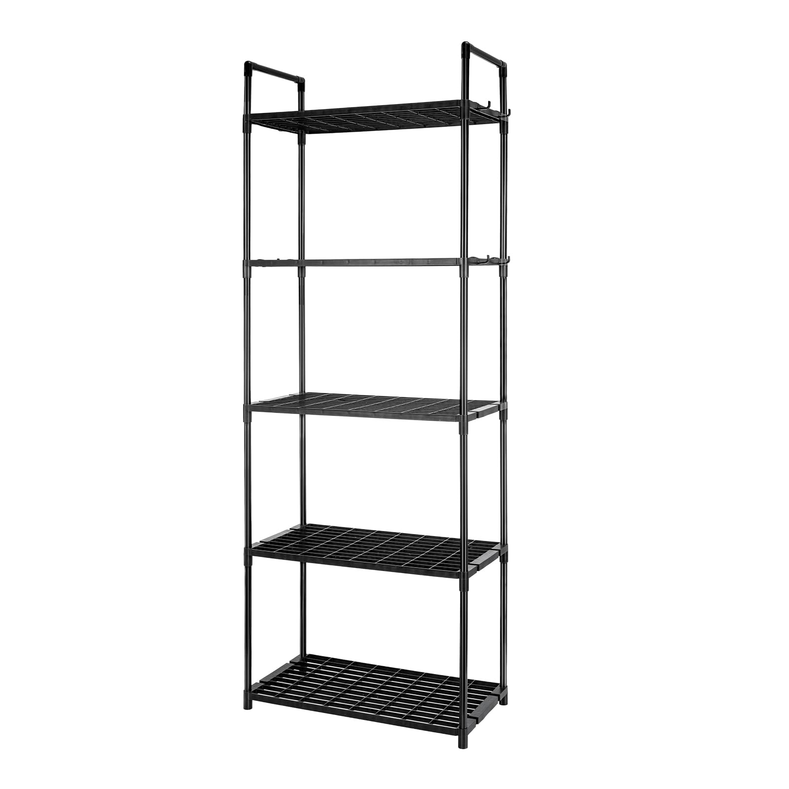 EVERGOODS 5-Tier Storage Shelves 147 * 50.5 * 27cm Free Standing Tall Shelving Unit for Kitchen Pantry Garage Organization (Black)