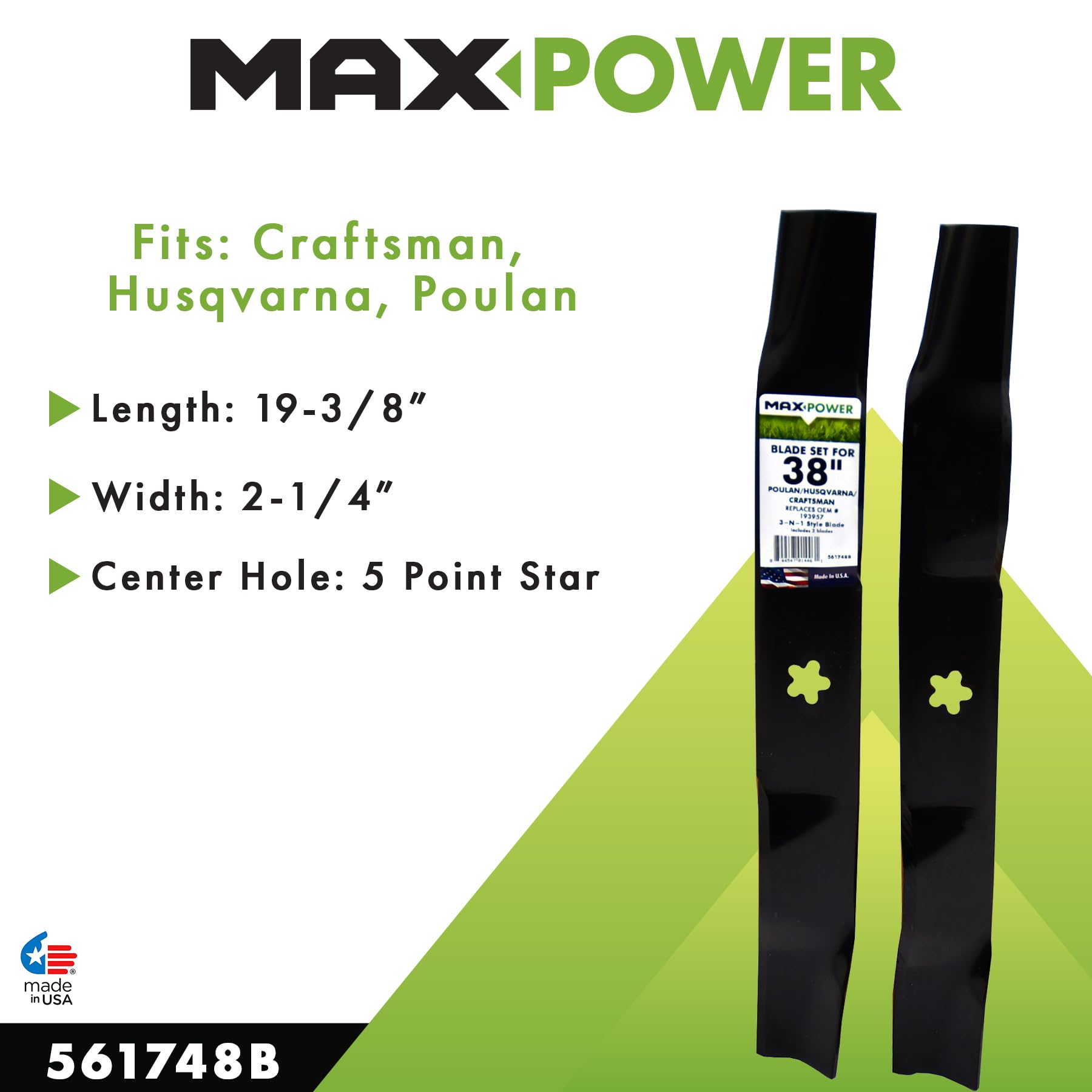 Apple - YDMOBA Craftsman Sears Husqvarna 163819 MOWER BLADE KIT (3) 152443