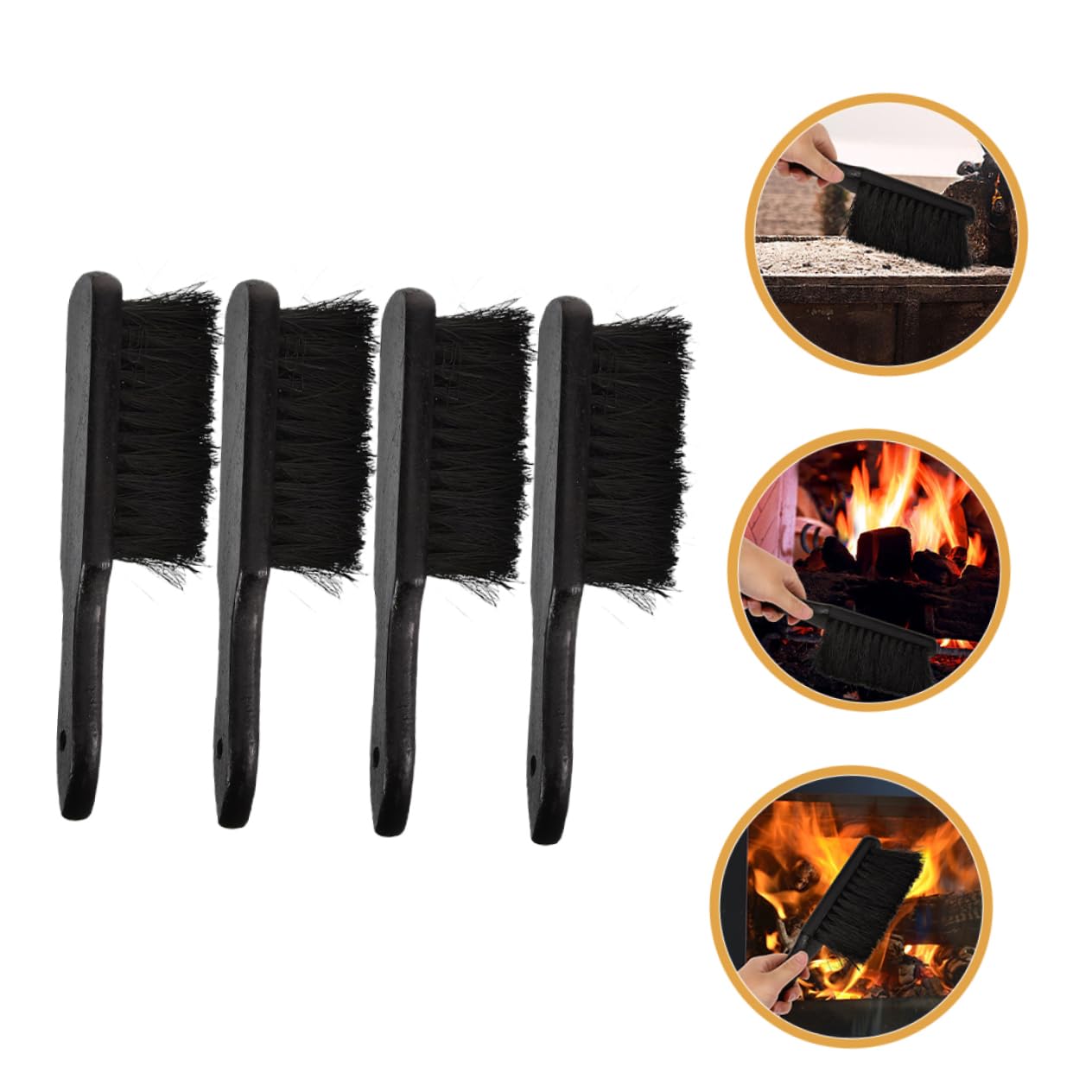 BESPORTBLE 4pcs Hand Broom Chimney Cleaner Scrub Brushes for Cleaning Fireproof Material Ergonomic Handle Soft Bristles for Fireplace Bench Kitchen
