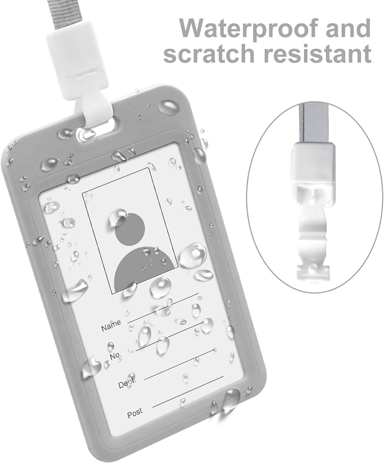 Name Badge Holder with Neck Lanyard Strap, Double Sided Clear Plastic