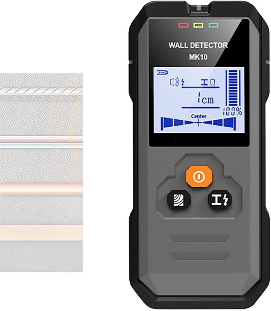Detector De Pared Multifunción, Escáner De Cables con Corriente con Pantalla Led, Autocalibración Y Apagado Automático A Los 5 Minutos, para Barras De Refuerzo, Madera Y Metal.