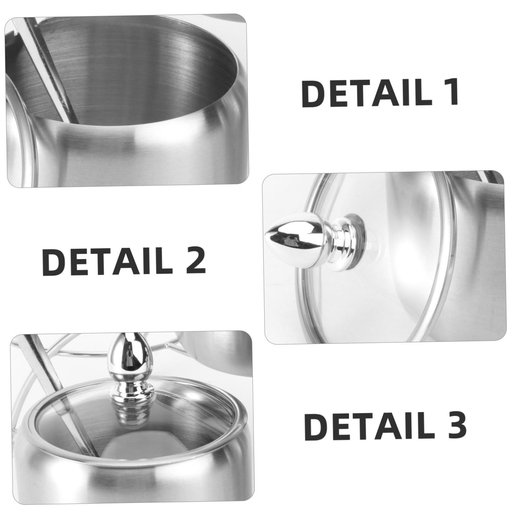 Cabilock Support à Épices en Acier Inoxydable Argenté 1 Set 4 Compartiments Pratique Cuisine et Rangement des Condiments Style Européen