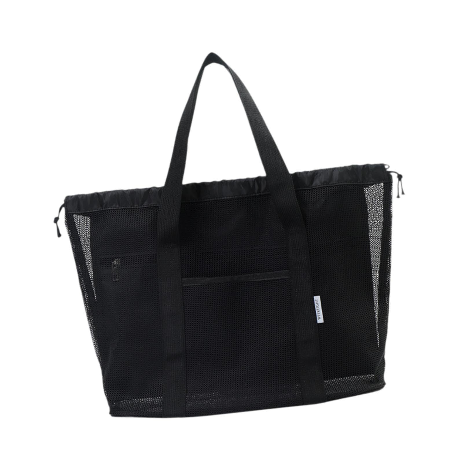 Mesh Beach Bags Foldable Toys Pool Bag for Vacation Essentials Travel L Black-image-33