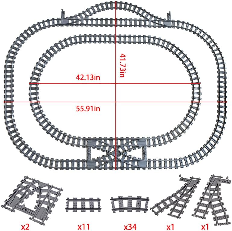 Train Track Railroad Accessories - City Train Track System with Railroad Crossing, Compatible with Major Brand Trains in Building Blocks image 3