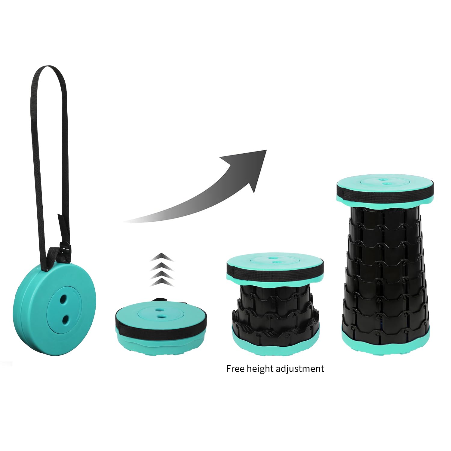 NEUEFAMI Camping Stool 2 Pack Collapsible Retractable Foldable Chair Outdoor Green 2 Pack