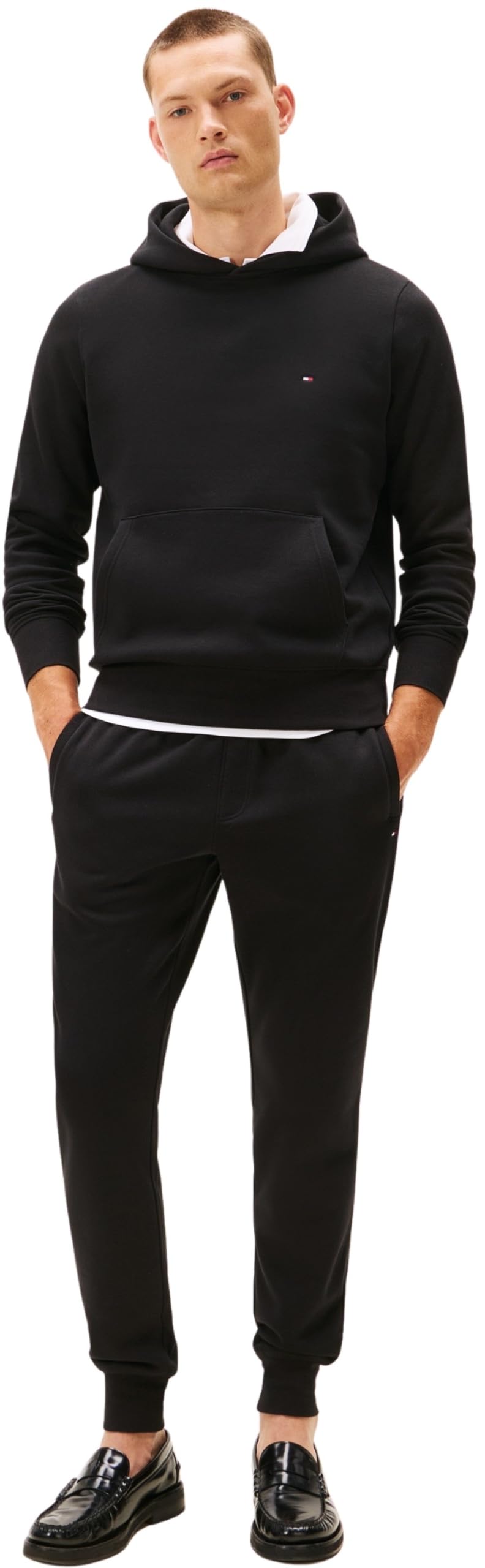 Tommy Hilfiger Men’s Flag Logo Tracksuit with Hood, Black (Black), M