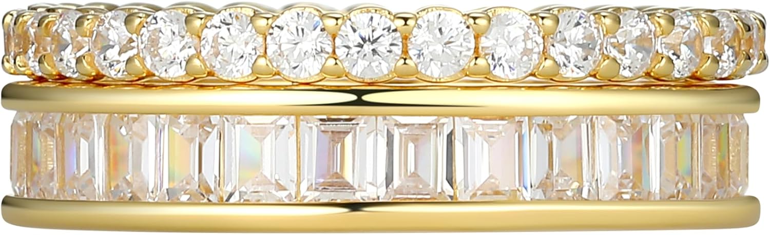 Amazon Essentials Cubic Zirconia Stackable 2-Ring Set in Sterling Silver - Image 2