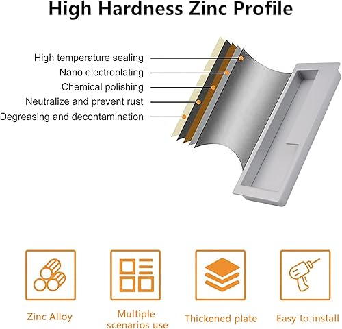 Miniatura 3 de MOROBOR Manijas de aleación de zinc, 2 manijas de puerta corredera incrustadas con 4 tornillos de cabeza plana de acero inoxidable, moderna y simple