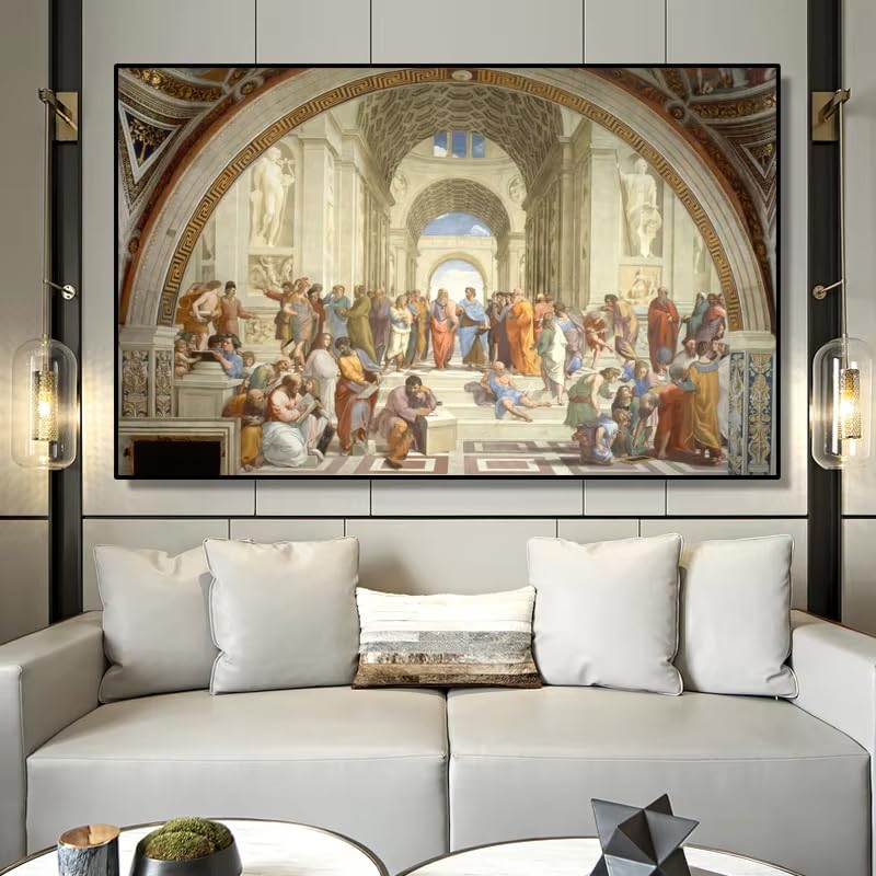 Tableaux décoratifs pour le salon : affiche École d'Athènes de Raphaël 80x140cm sur toile