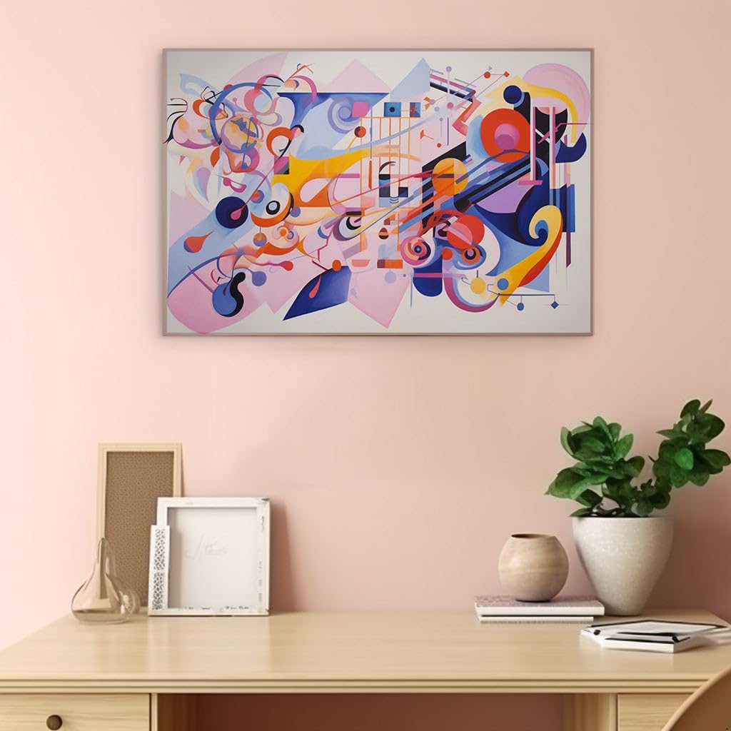 Canvas for Living Room. Harmonious Hues Dance in an Abstract Tapestry of Shape and Color, 27 x 18 inch Canvas Wall Art - Contemporary Masterpieces - Modern Home Decor
