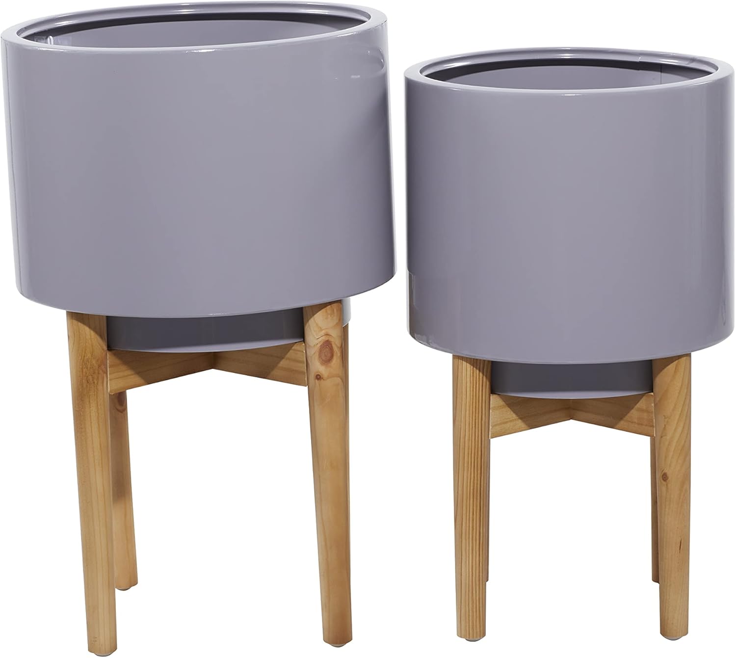 Deco 79 Metal Round Planter, Set of 2 22, 20H, Gray