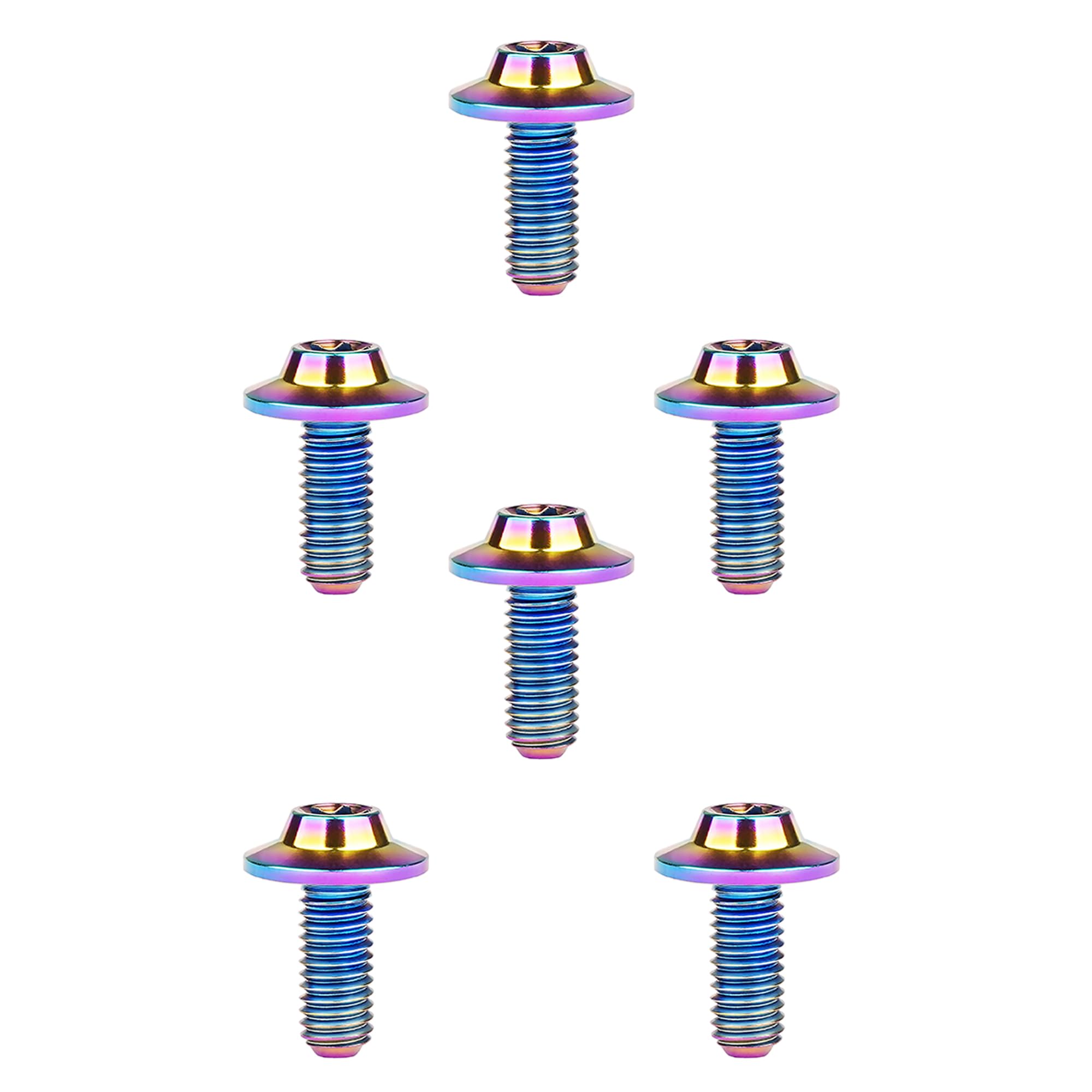 DWAMMEBRS Bolt M5 M6x10 12 15 20 25 30 35mm T25 T30 Torx Head Screw Pack of 6(Rainbow,M5x10mm)