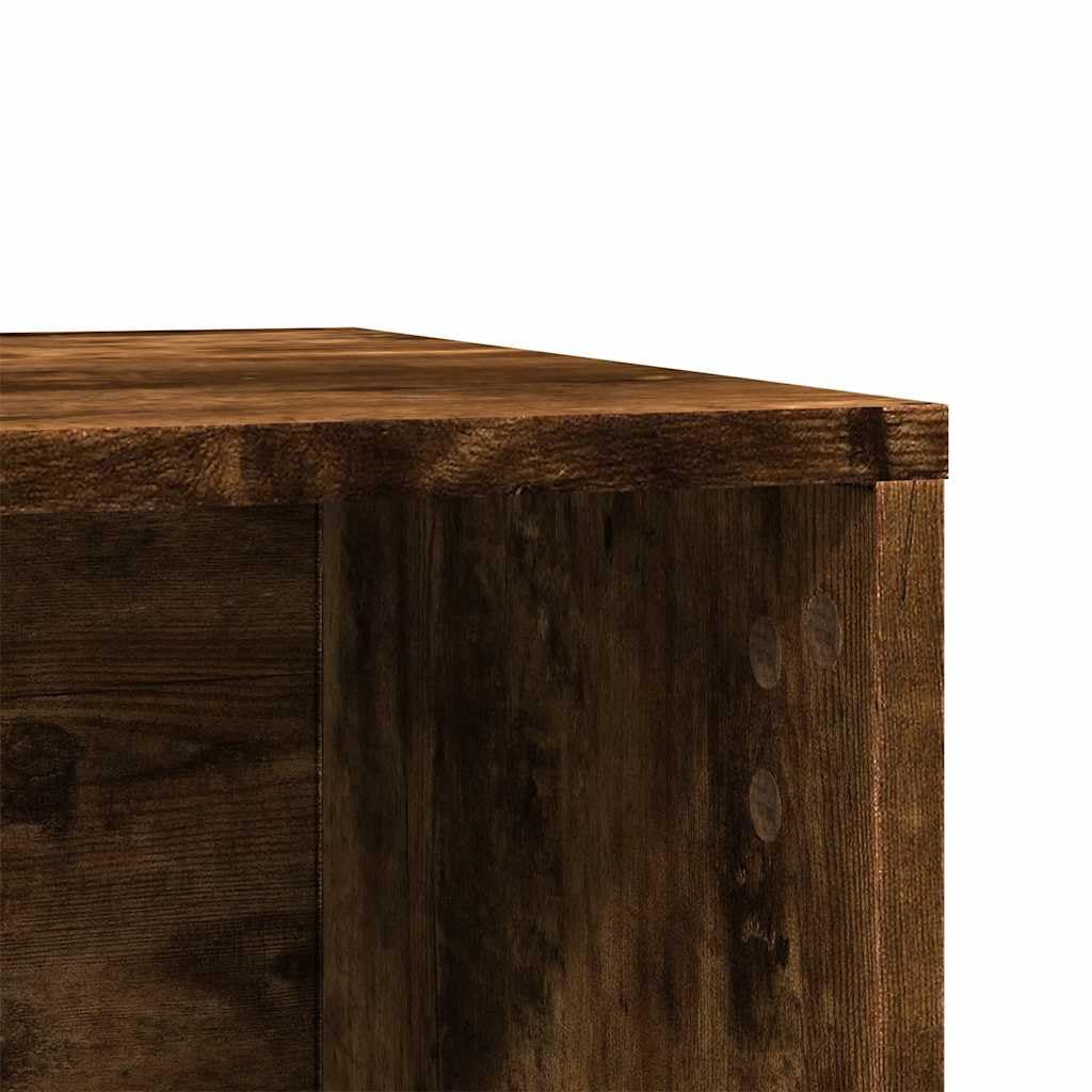 Katzenklo Schrank Räuchereiche 60x40x40 cm Holzwerkstoff - Katzenhaus mit 2 Eingängen, Katzenklo-Möbel versteckt, Beistelltisch und Katzenhöhle für Katzen
