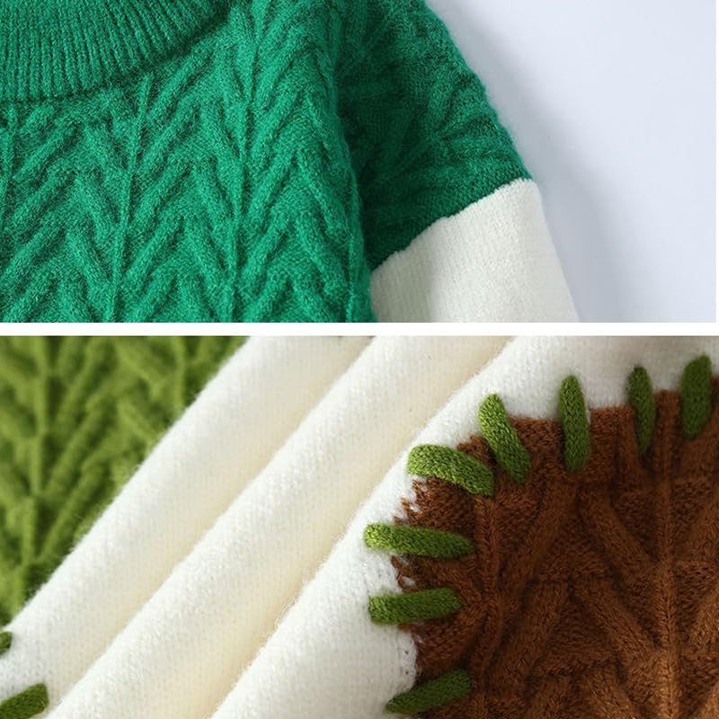 Lunoakvo Men Patchwork Knit Pullovers Casual Colorblock Cable Knitted Thick Warm Loose Sweater Pullover4