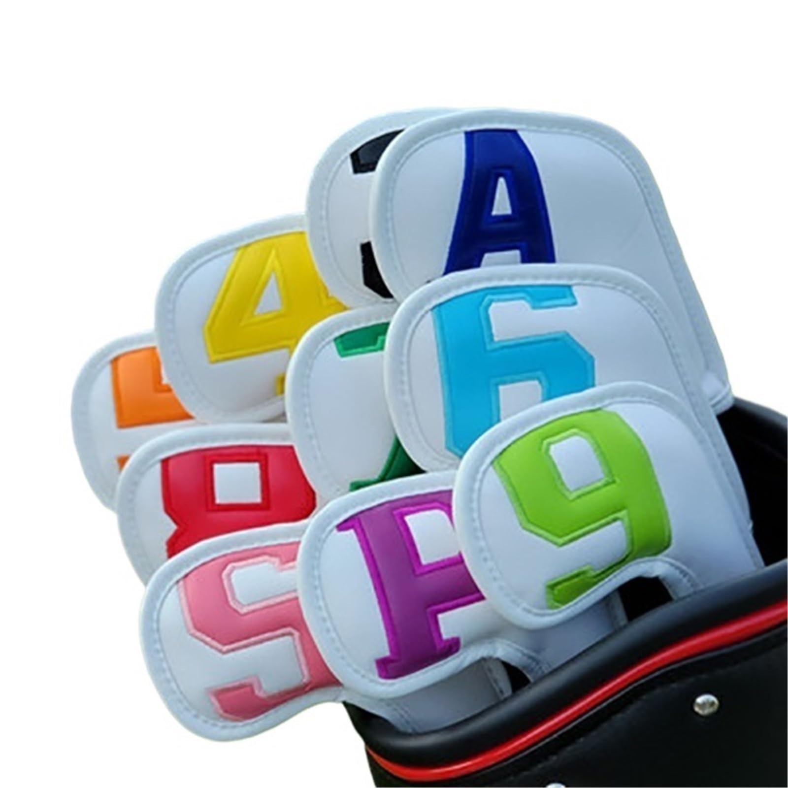 Funda para la Cabeza de un Hierro de Golf Juego de Fundas for Cabeza Hierro for Golf, 10 Uds., Cubierta número 3-9, gradientes ASP Coloridos, Blanco, 7 Cuña o Individual