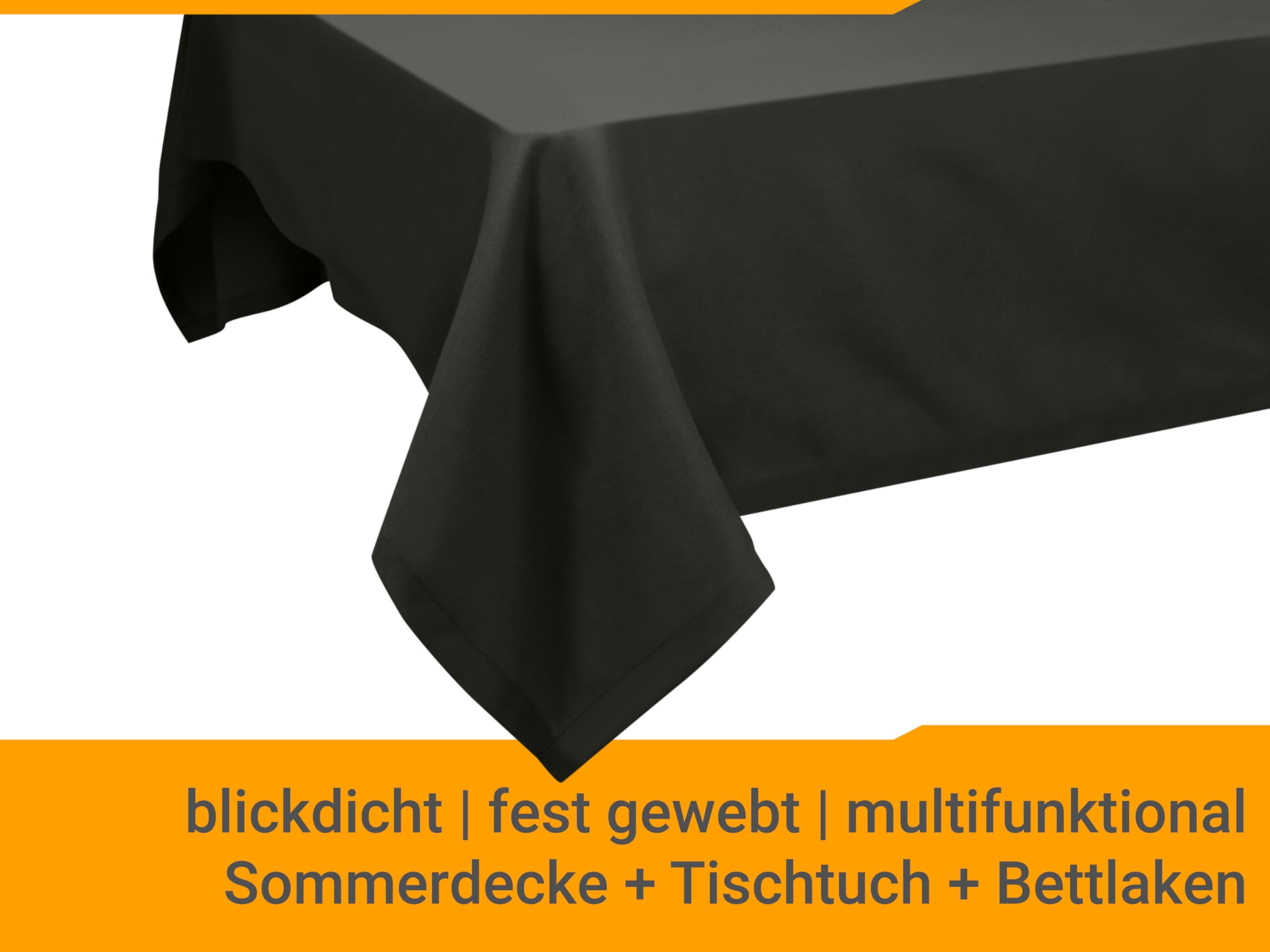 npluseins Bedlaken zonder elastiek, ultrazacht en superzacht, voor bed, camper, campingdeken, reisdeken, ultralicht, laken 1628.2375, 240 x 275 cm, zwart