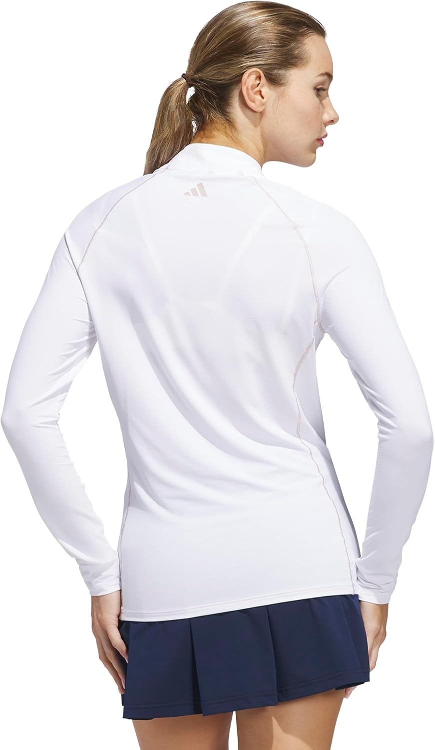 adidas Womens Ultimate365 Solid Quarter-Zip Mock Long Sleeve Top