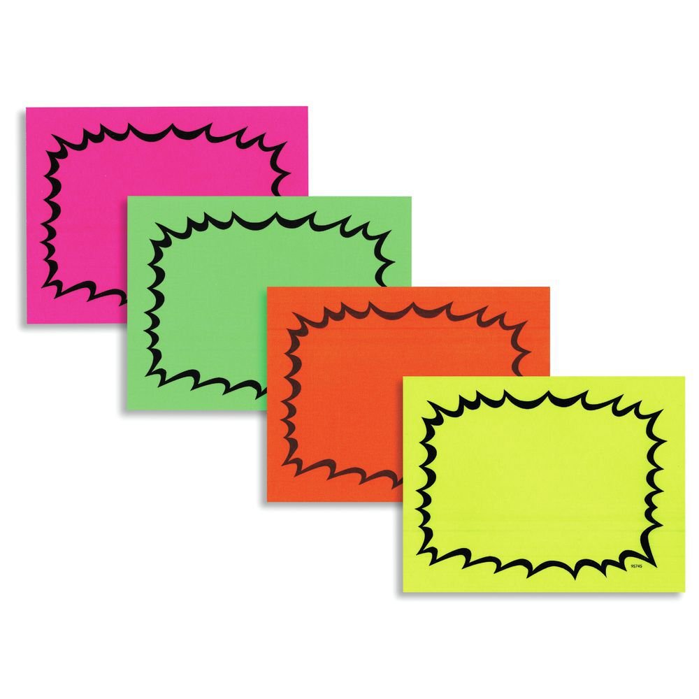 Ready Flow Blank Multi-Colored Fluorescent Laser Cards - 11"L x 8 1/2"H by READY FLOW PRINTING – Paper, Assorted, Pack of 100, Model 95545-RNB