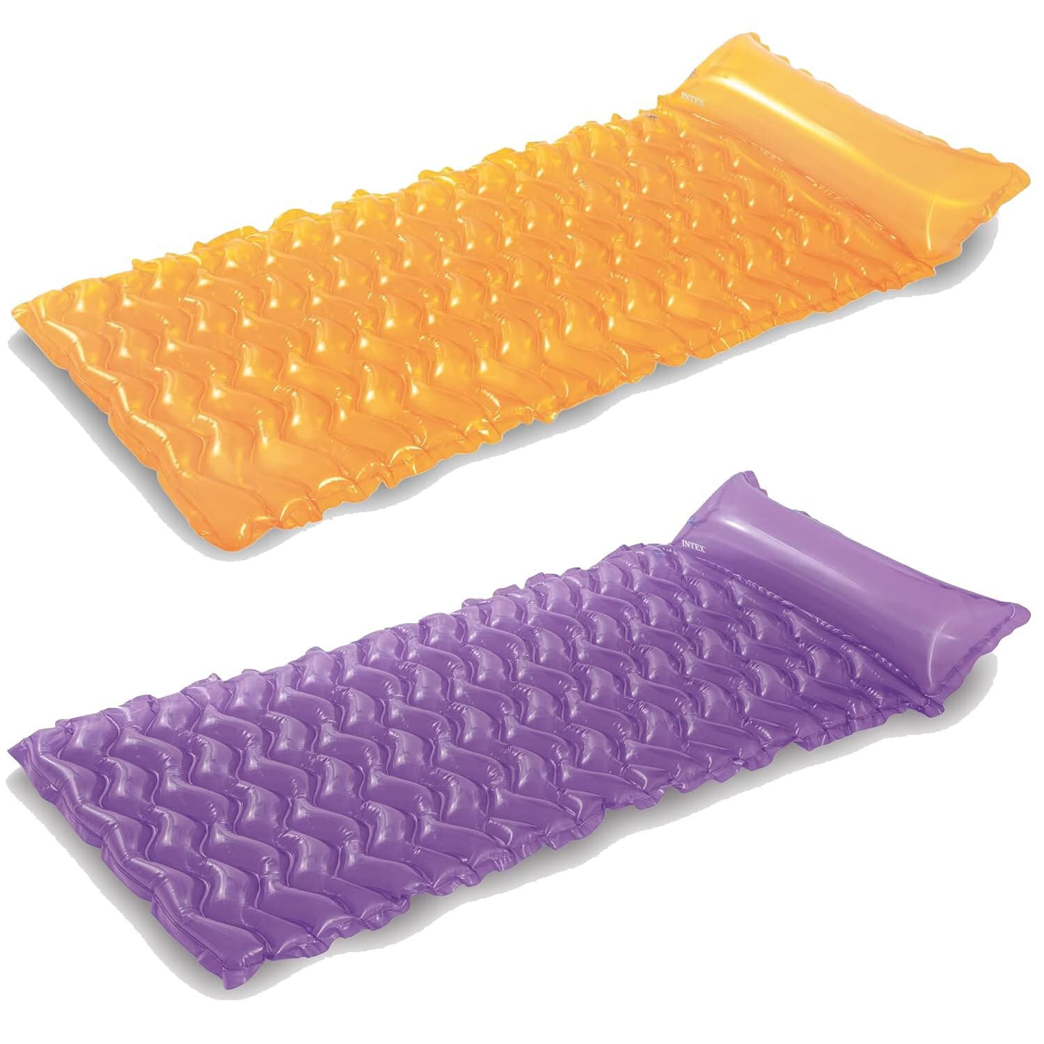 Tote-N-Float Wave Inflatable Air Mat, (90 inches X 34 inches), (Colors May Vary), (2 Pack)