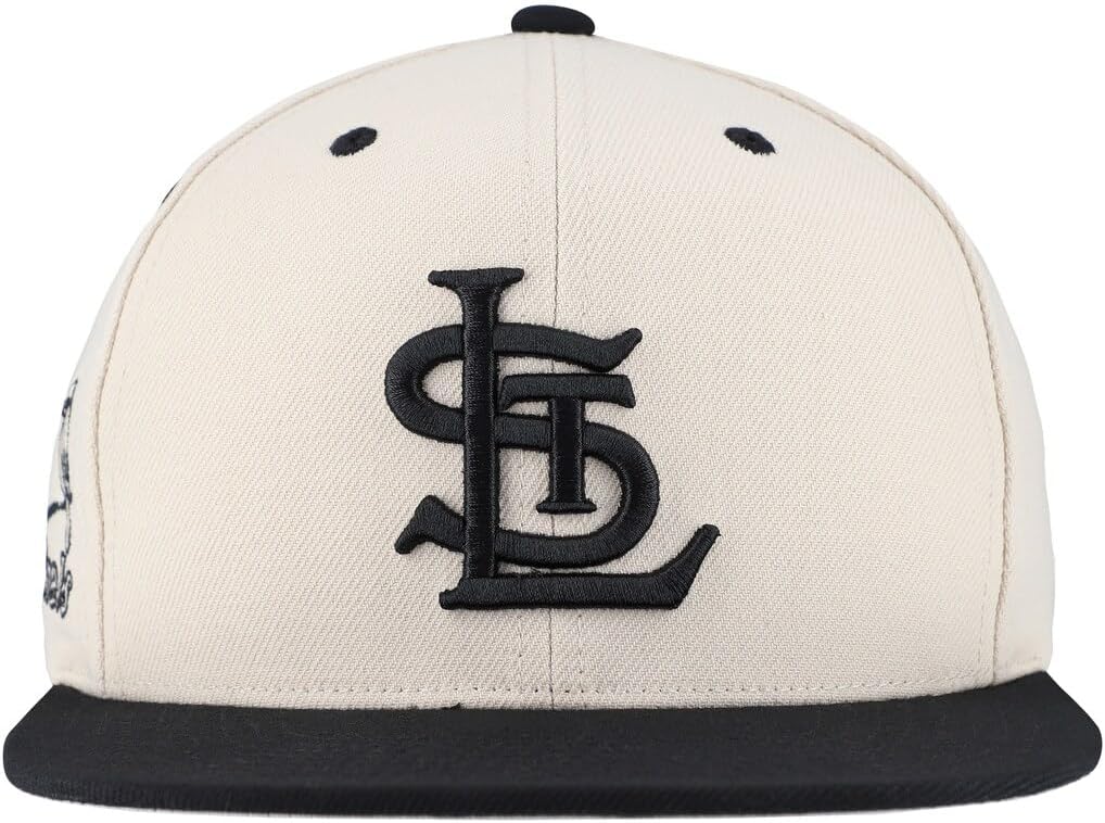 Mitchell & Ness St. Louis Cardinals MLB Evergreen Coop Snapback Hat Cap, Cream/Black - Image 2