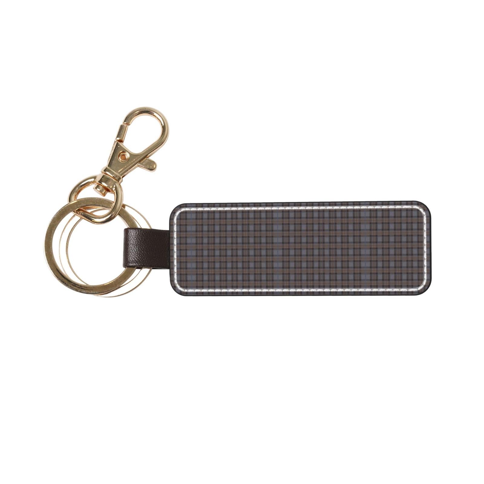Tcoay 1 pcs Rectangular Leather Keychain,Key Chain Ring Holder,Mini Pendant Crafts,Outlander Fraser Tartan Plaid