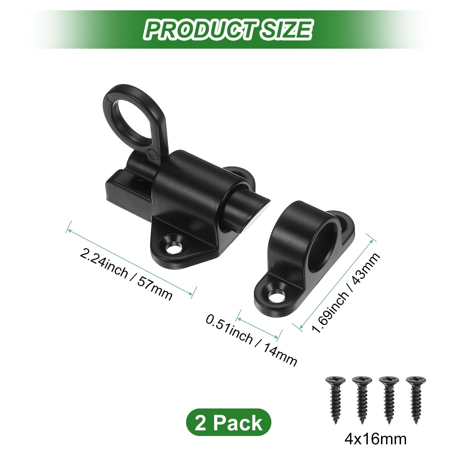 M METERXITY 2-Pack Self-Closing Latches, Aluminum Alloy Resilient Bolt Latch with Screws for Cabinet Door/Window/Gate - Image 3