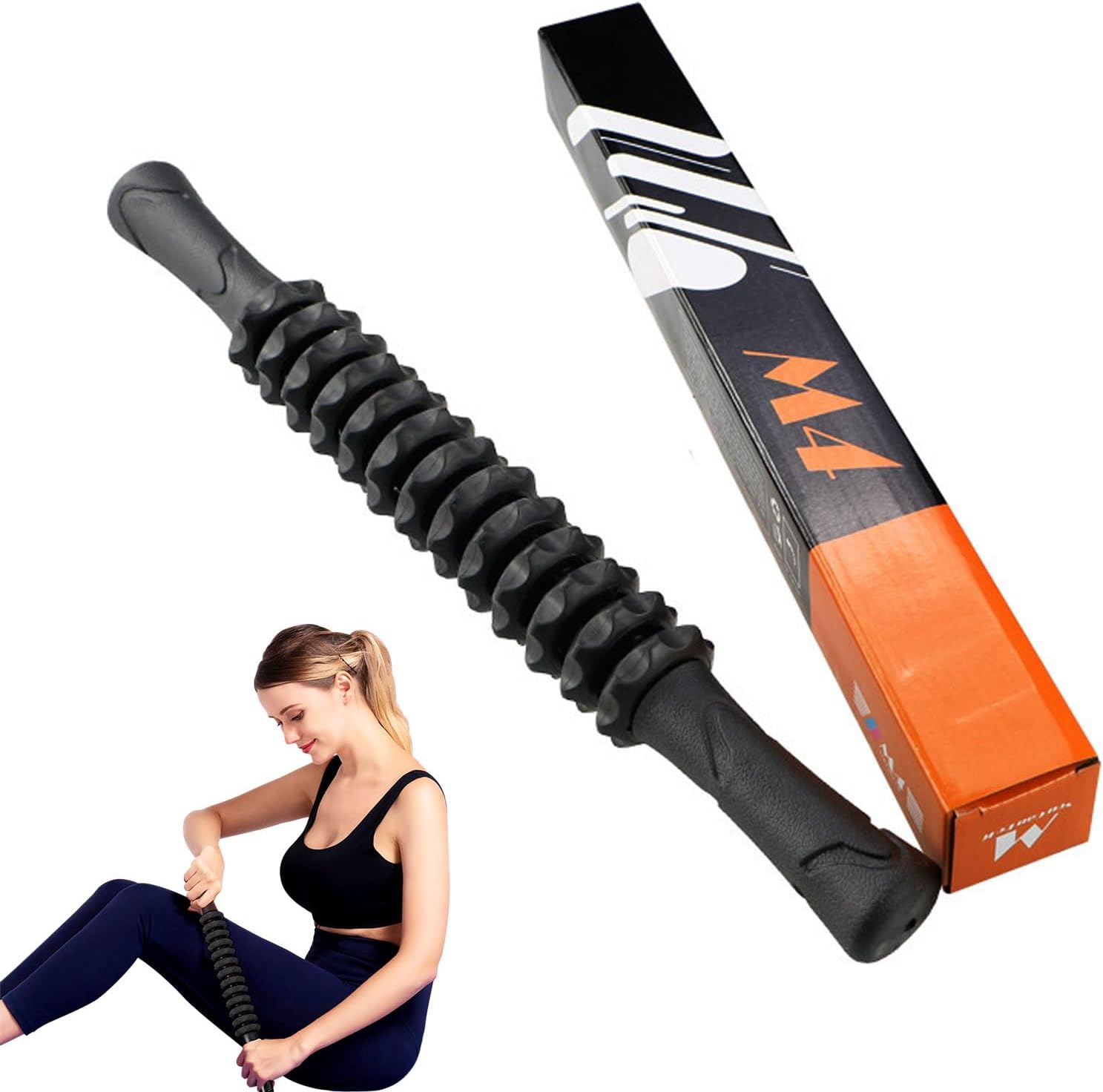 Muscle Curler Stick, Yoga Therapeutic massage Curler Bar Health Magnificence Software for Athletes Aid Leg Again Ache (Black)