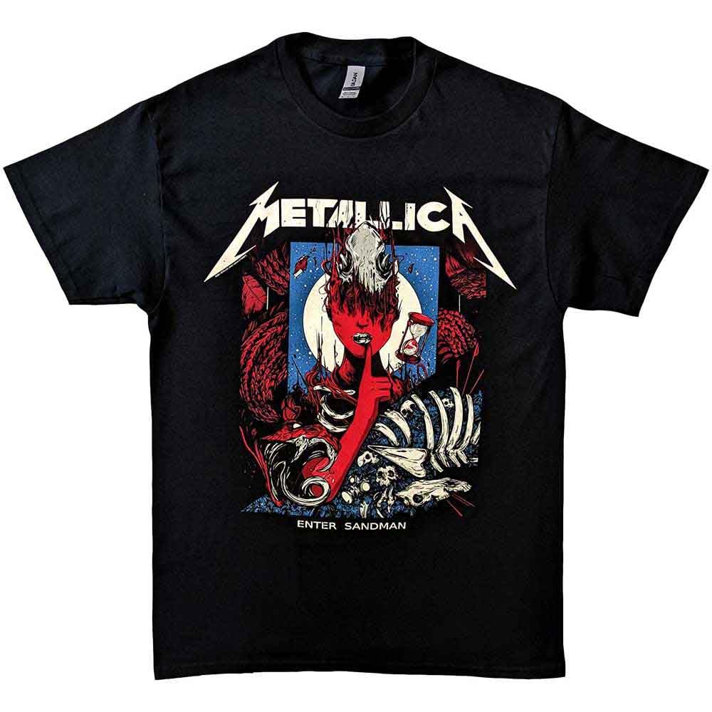 Metallica T Shirt Enter Sandman Poster Band Logo Official Unisex Black L