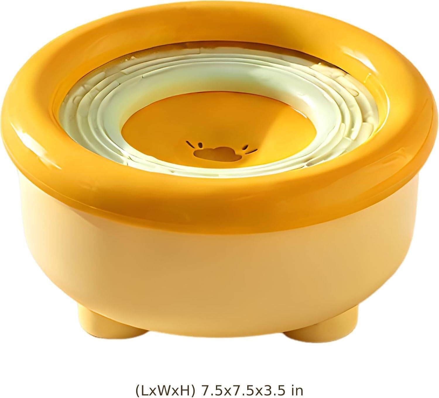 Bol d'eau Flottant, Grande capacité de 51 oz, sans déversement, avec Disque buccal Anti-Humide, mangeoire à Eau Lente Anti-éclaboussures, Base antidérapante, Orange et Vert for Chiens et Chats