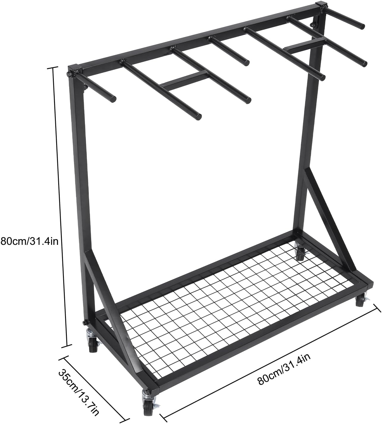 Tennis Racket Storage Organizer Holder Rack with Wheels Rolling Mobile Sports Equipment Cart for School/Gym/Training Ground