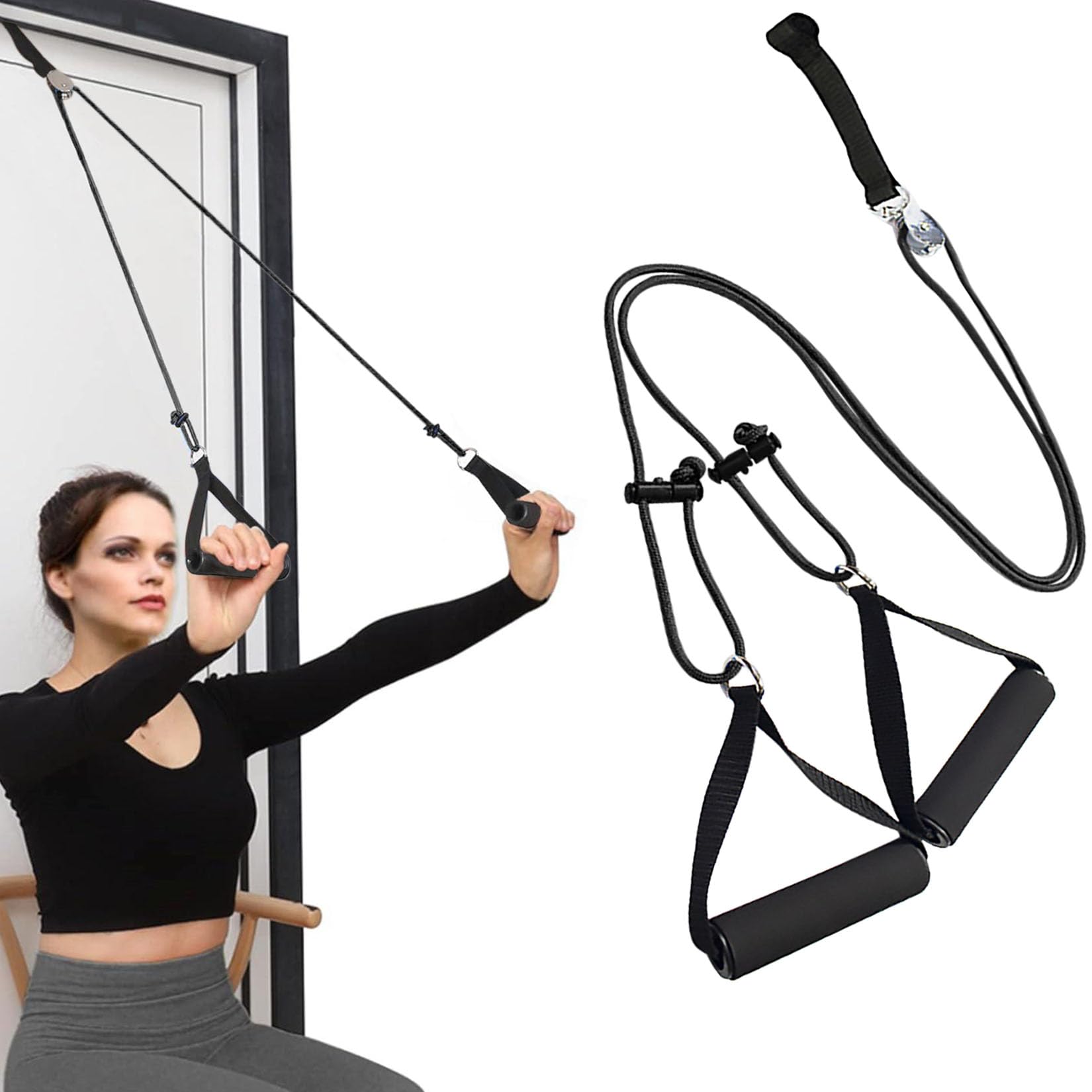 GothicBride Schultertrainer Seilzug Tür, Schultertrainer Pulley, Fitness Gymnastik Seil mit Handgriffe