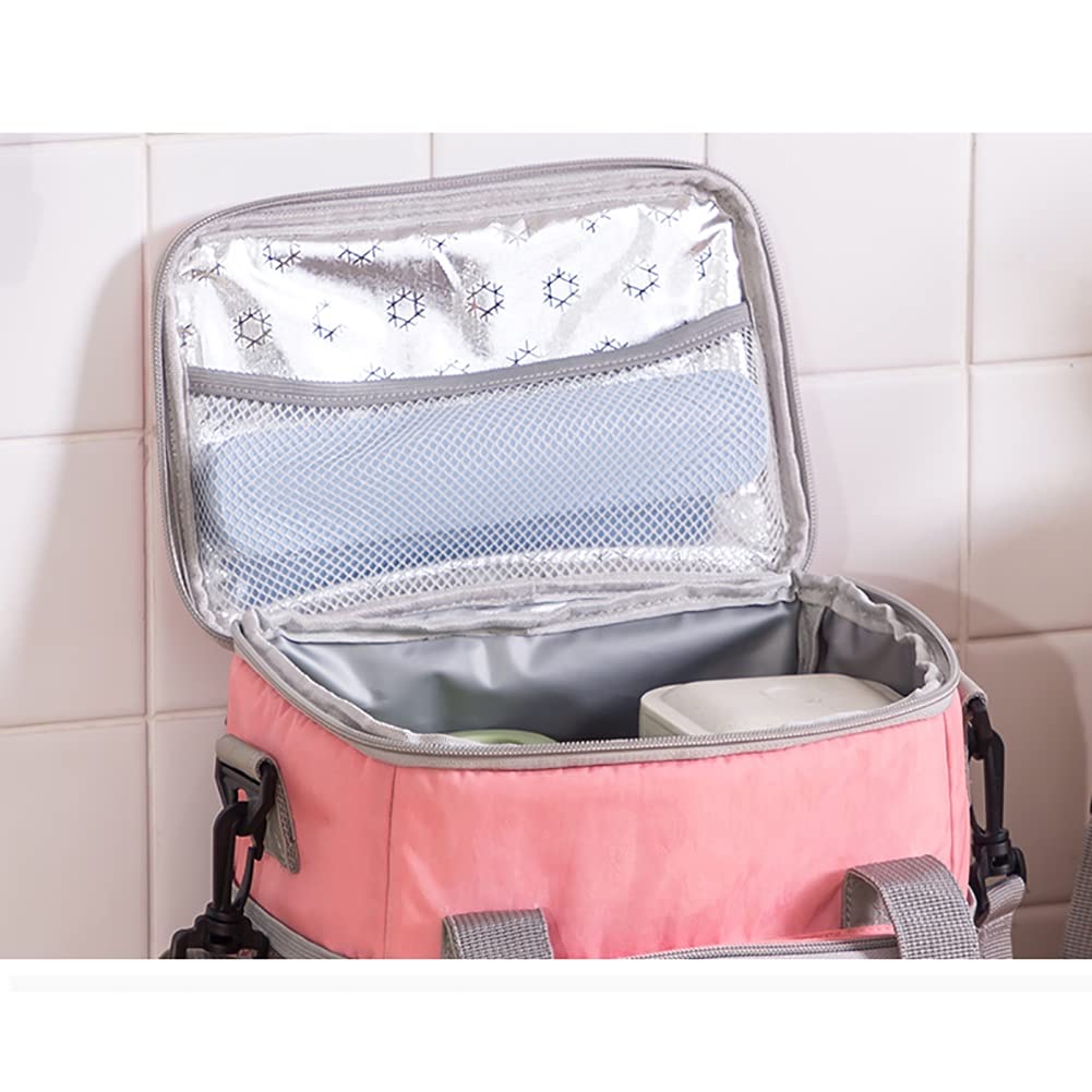 Lunch Box Organizer Soft Cooler Insulated Picnic Bag with Adjustable Shoulder Strap Portable Lunch Box for Camping Picnic Travel Beach Picnic Coolers (Color : Grey)