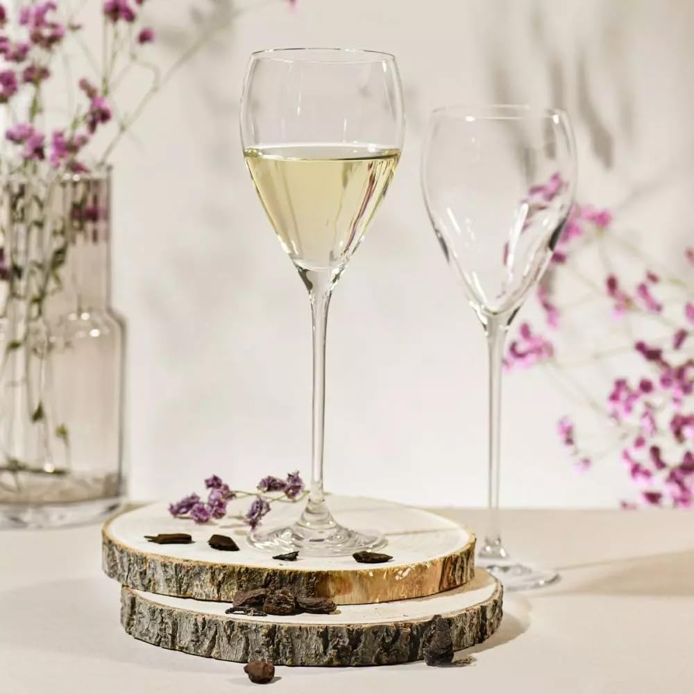 Krosno Copas de Vino Blanco Juego de 4, 280 ml, Colección Perla | Vasos vino tinto, rosado, espumoso, cócteles, Cristal sin plomo, Apto para lavavajillas, Cristalería elegante, Idea de regalo