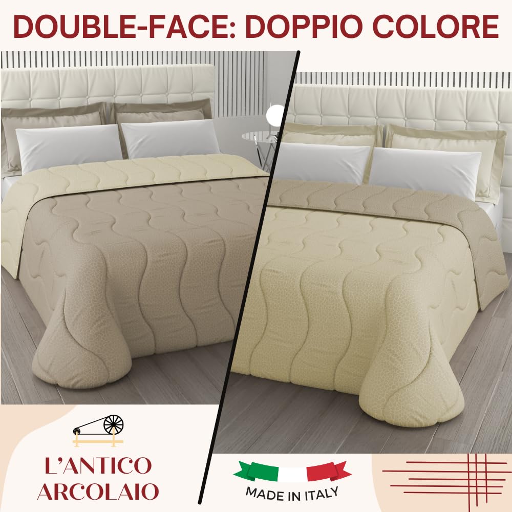 L'ANTICO ARCOLAIO - Trapunta Invernale Letto Singolo (300gr/mq) Copriletto Singolo Caldo Double Face, Piumone Letto Singolo Invernale e Autunnale in Microfibra, Manifattura Made in Italy